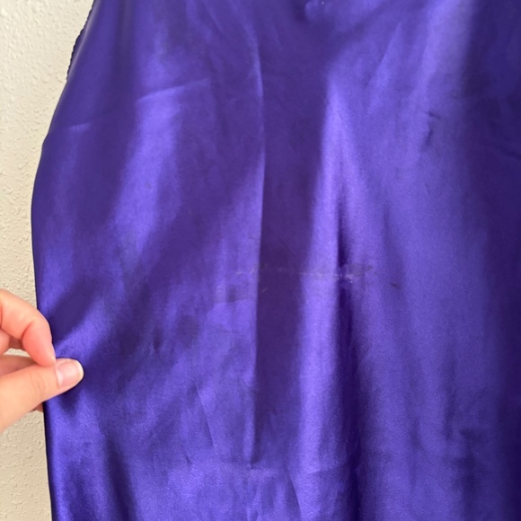 Victoria's Secret Vintage Gold Label Purple Polyester Slip Dress with Ruffles - Picture 2 of 5
